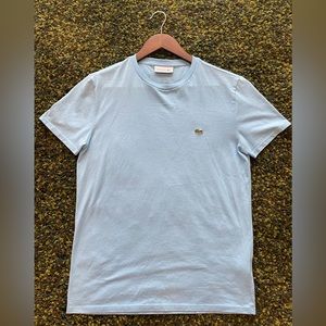 Lacoste Light Blue Short Sleeve Tee, Regular Fit, Size Small, 100% Pima Cotton